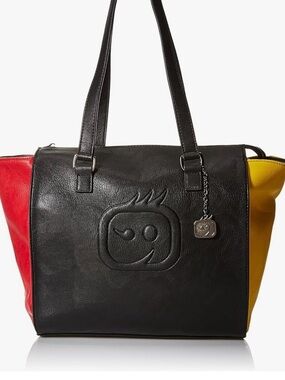 WonderWink Black Tote with Yellow Sides and Red Accent